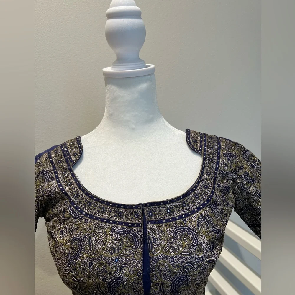 Bandhani Lehenga - blue and green, XS petite - Picture 5 of 12